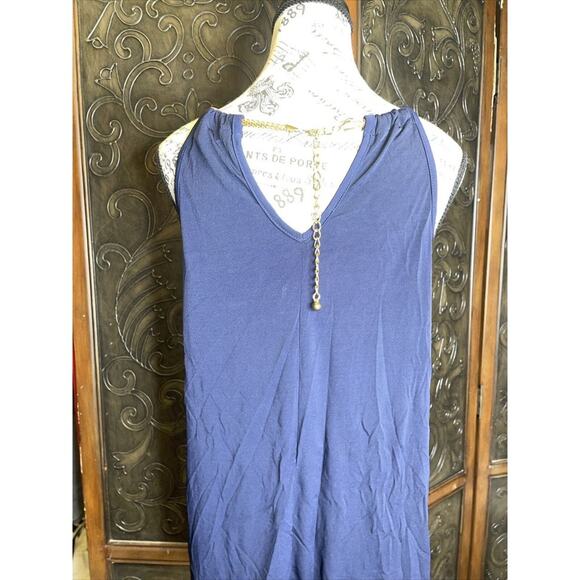 City Halo Navy Blue tank Top With Chain Strap Women's Size L - Picture 3 of 7